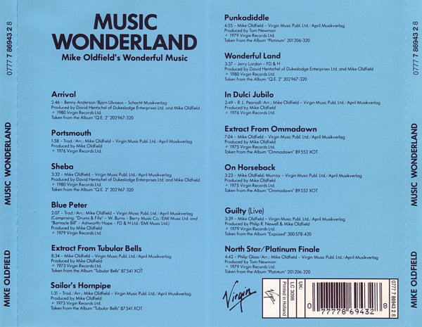Mike Oldfield : Music Wonderland (CD, Comp, RE)