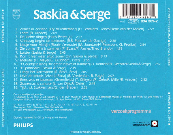 Saskia & Serge : Verzoekprogramma (CD, Album, Comp)
