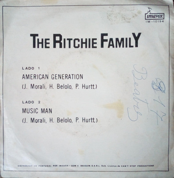 The Ritchie Family : American Generation (7", Single)