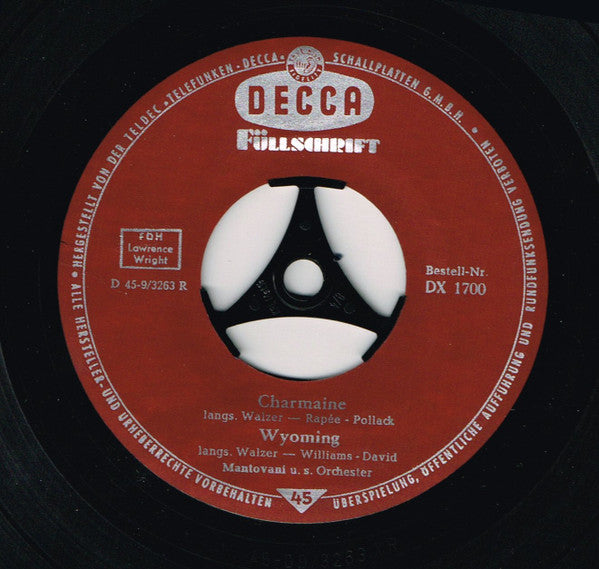 Mantovani And His Orchestra : Charmaine / Wyoming (7", EP)