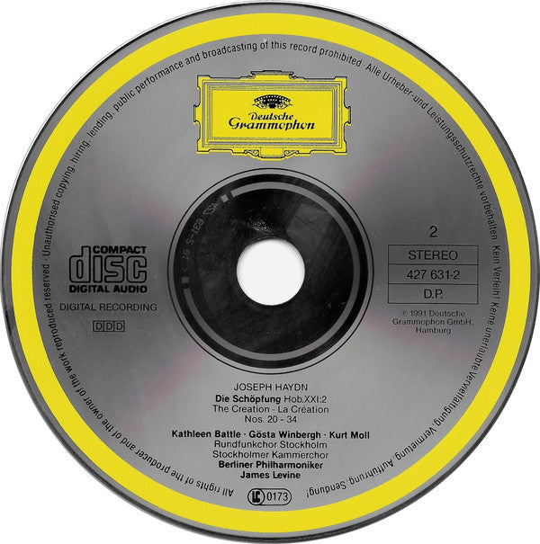 Joseph Haydn, Kathleen Battle, Gösta Winbergh, Kurt Moll, Radiokören, Kammarkören, Berliner Philharmoniker, James Levine (2) : Die Schöpfung = The Creation = La Création (2xCD, Album)