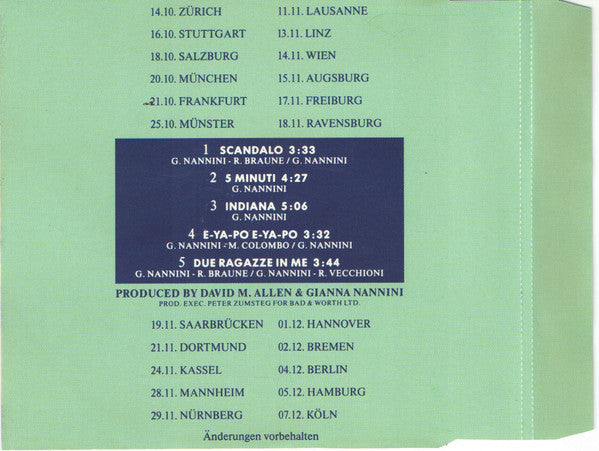 Gianna Nannini : Excerpt From The Album "Scandalo" (CD, Promo, Smplr)