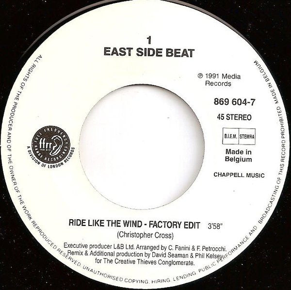 East Side Beat : Ride Like The Wind (7", Single)