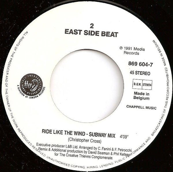 East Side Beat : Ride Like The Wind (7", Single)