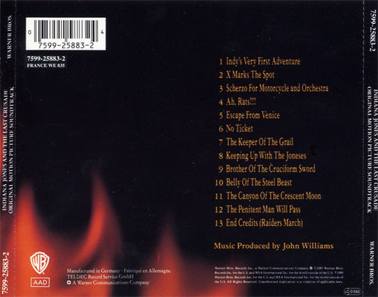 John Williams (4) : Indiana Jones And The Last Crusade (Original Motion Picture Soundtrack) (CD)