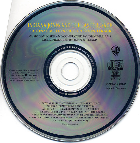 John Williams (4) : Indiana Jones And The Last Crusade (Original Motion Picture Soundtrack) (CD)