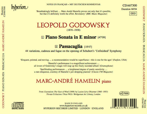 Leopold Godowsky - Marc-André Hamelin : Sonata • Passacaglia (CD, Album)