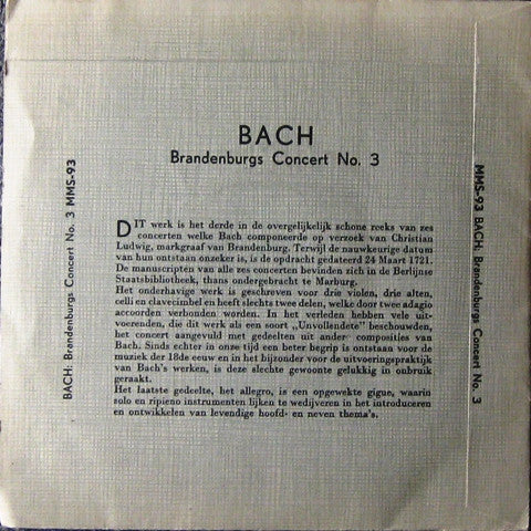 Johann Sebastian Bach, Nederlands Philharmonisch Orkest, Walter Goehr : Brandenburgisches Konzert Nr. 3 (7", Mono)