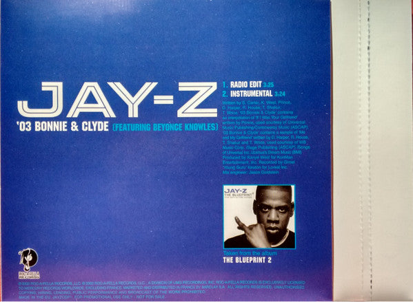Jay-Z Feat. Beyoncé Knowles : '03 Bonnie & Clyde (CD, Single, Promo)