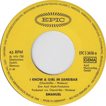Emanuel (10) : I Know A Girl In Sansibar / Viva L'Amor (7", Single)