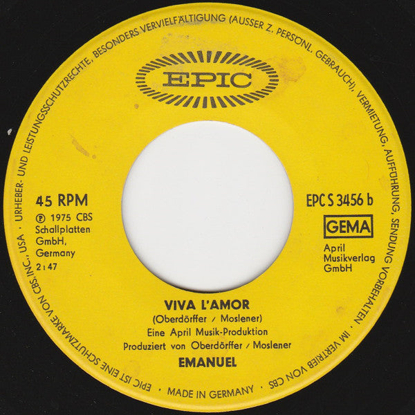 Emanuel (10) : I Know A Girl In Sansibar / Viva L'Amor (7", Single)