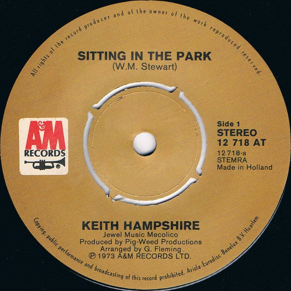 Keith Hampshire : Sitting In The Park / First Cut Is The Deepest (7", Single)