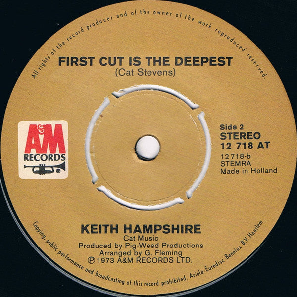 Keith Hampshire : Sitting In The Park / First Cut Is The Deepest (7", Single)