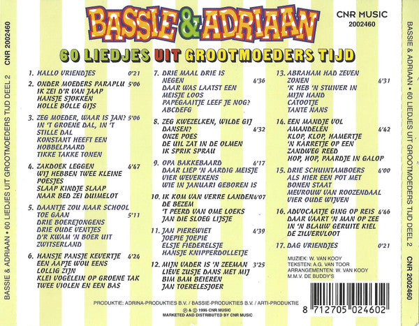 Bassie & Adriaan : 60 Liedjes Uit Grootmoeders Tijd Deel 2 (CD)