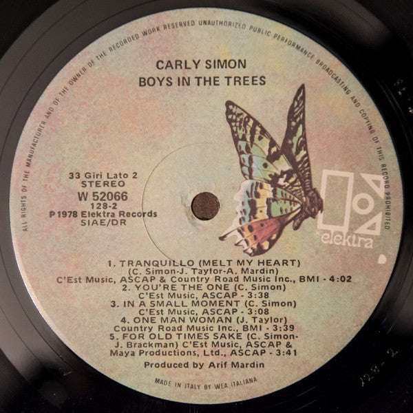 Carly Simon : Boys In The Trees (LP, Album, Gat)
