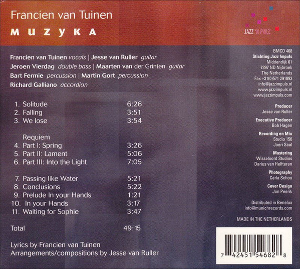Francien Van Tuinen Featuring Richard Galliano, Jesse Van Ruller : Muzyka (CD, Album)