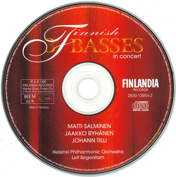 Matti Salminen (2) • Jaakko Ryhänen • Johann Tilli, Helsinki Philharmonic Orchestra / Leif Segerstam : 3 Finnish Basses In Concert (CD, Album)