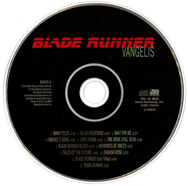 Vangelis : Blade Runner (CD, Album, Club, RP)