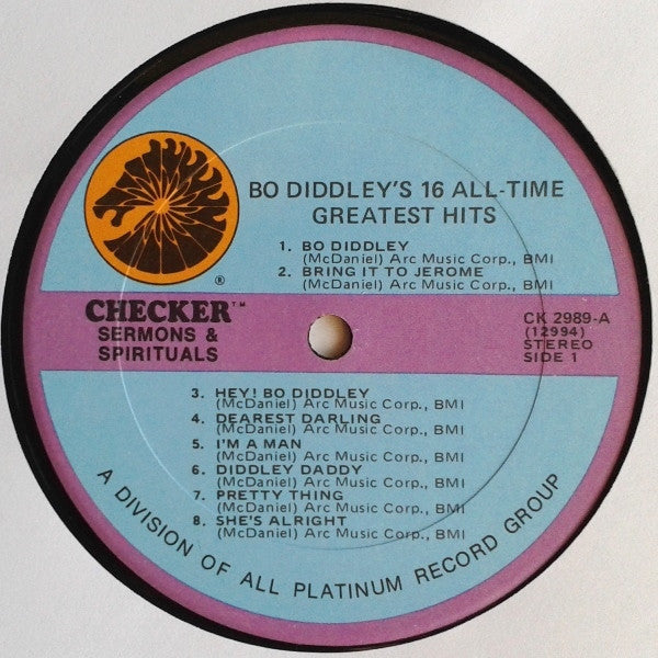 Bo Diddley : Bo Diddley's 16 All-Time Greatest Hits (LP, Comp, RE)