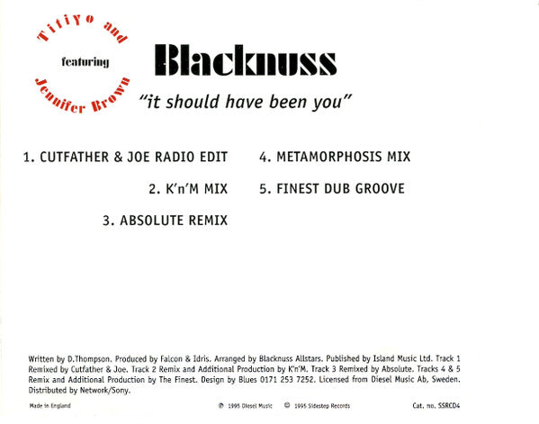 Blacknuss : It Should Have Been You (CD, Single)
