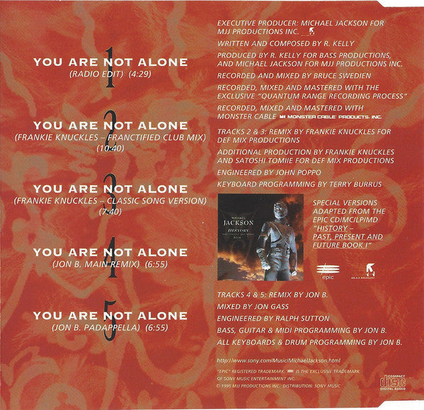 Michael Jackson : You Are Not Alone (CD, Single)