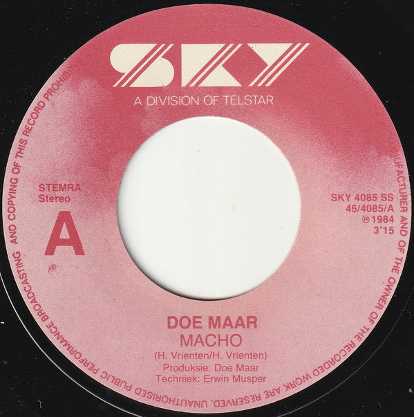 Doe Maar : Macho (7", Single)