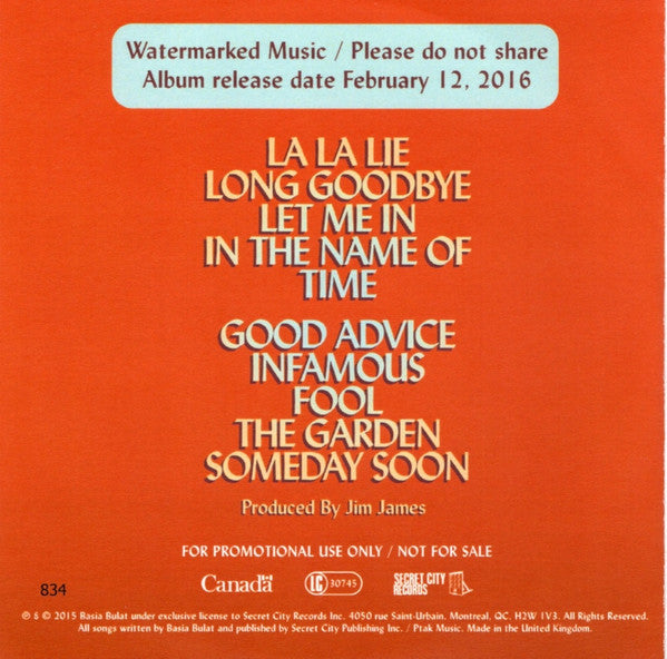 Basia Bulat : Good Advice (CDr, Album, Copy Prot., Num, Promo)