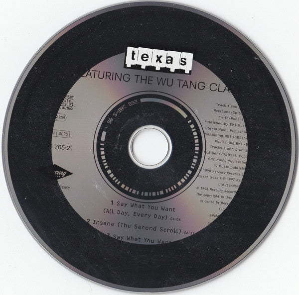 Texas Featuring The Wu-Tang Clan : Say What You Want (All Day, Every Day) (CD, Maxi)