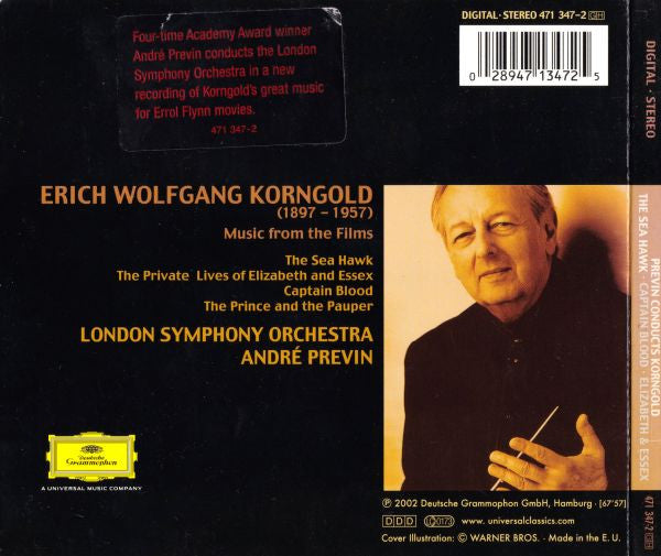 André Previn Conducts Erich Wolfgang Korngold : The Sea Hawk • Captain Blood • The Prince & The Pauper • Elizabeth & Essex (CD, Album)