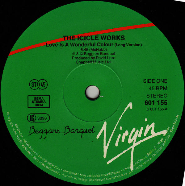 The Icicle Works : Love Is A Wonderful Colour (12", Single)