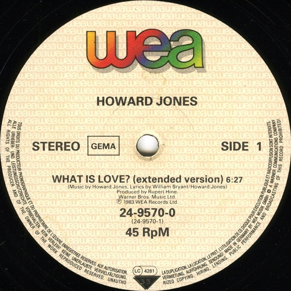 Howard Jones : What Is Love? (12", Single)