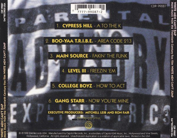 Various : White Men Can't Rap (More Music From The Twentieth Century Fox Film White Men Can't Jump) (CD, EP, Comp)