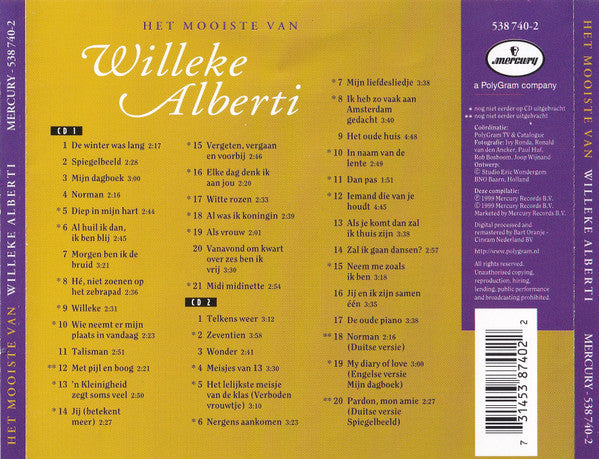 Willeke Alberti : Het Mooiste Van Willeke Alberti (2xCD, Comp, RM)