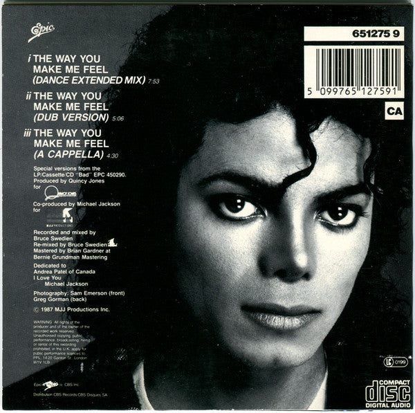 Michael Jackson : The Way You Make Me Feel (CD, Single, Mono)