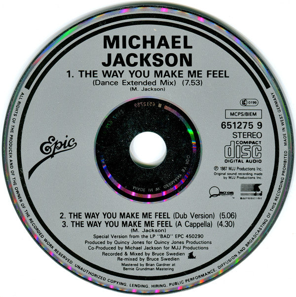 Michael Jackson : The Way You Make Me Feel (CD, Single, Mono)