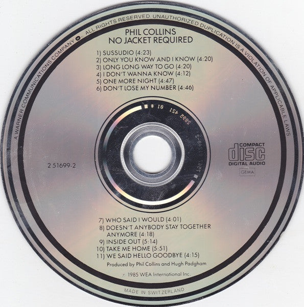 Phil Collins : No Jacket Required (CD, Album)
