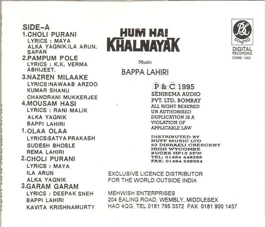 Bappi Lahiri : Hum Hai Khalnayak (CD, Album)