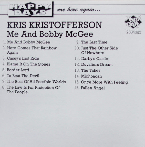 Kris Kristofferson : Me And Bobby McGee (CD, Comp)