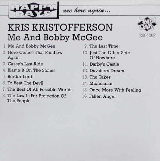 Kris Kristofferson : Me And Bobby McGee (CD, Comp)