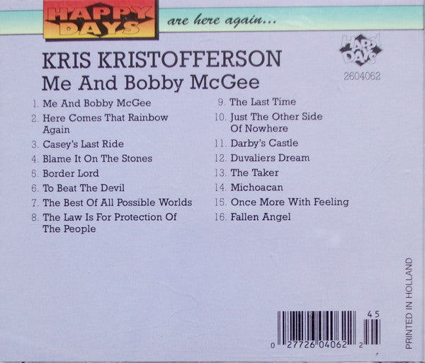 Kris Kristofferson : Me And Bobby McGee (CD, Comp)
