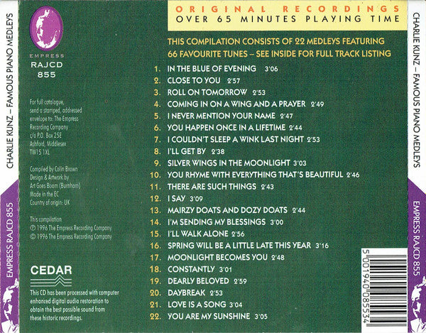 Charlie Kunz : Famous Piano Medleys (CD, Comp, RM)