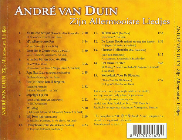 André van Duin : Zijn Allermooiste Liedjes (CD, Comp)