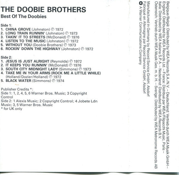 The Doobie Brothers : Best Of The Doobies (Cass, Comp)