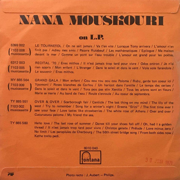 Nana Mouskouri : Le Tournesol (7", Single, Mono)