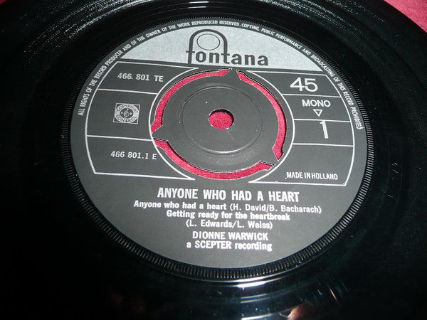 Dionne Warwick : Anyone Who Had A Heart (7", EP, Mono)