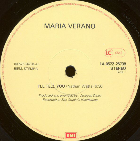 Maria Verano : I'll Tell You (12", Single)