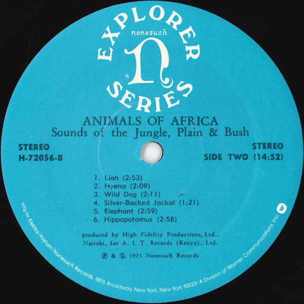 No Artist : Animals Of Africa (Sounds Of The Jungle, Plain & Bush) (LP, Album, RP)