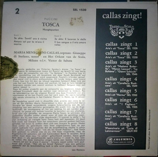 Maria Callas : Callas Zingt Aria's Uit Tosca (7", EP, Mono)