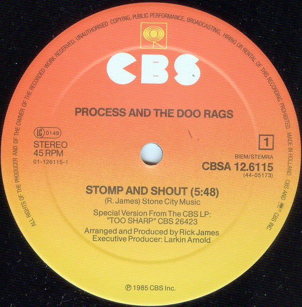 Process And The Doo Rags : Stomp And Shout (12", Maxi)