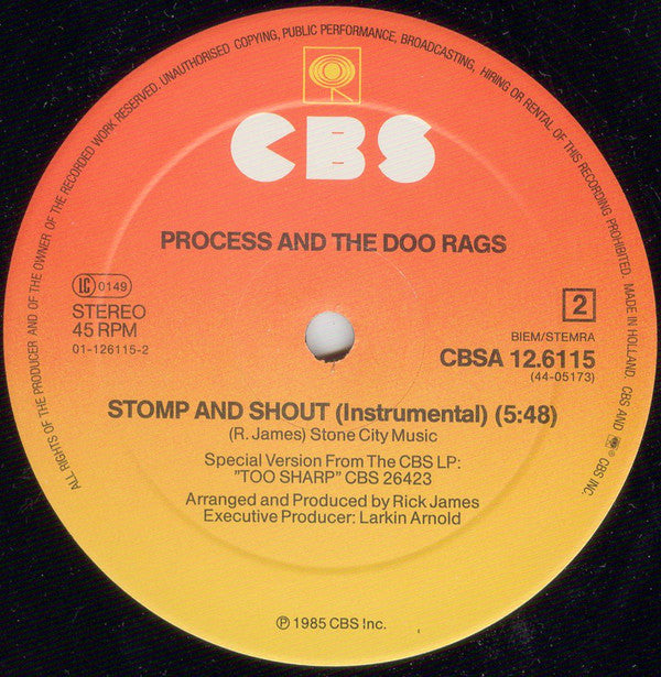 Process And The Doo Rags : Stomp And Shout (12", Maxi)